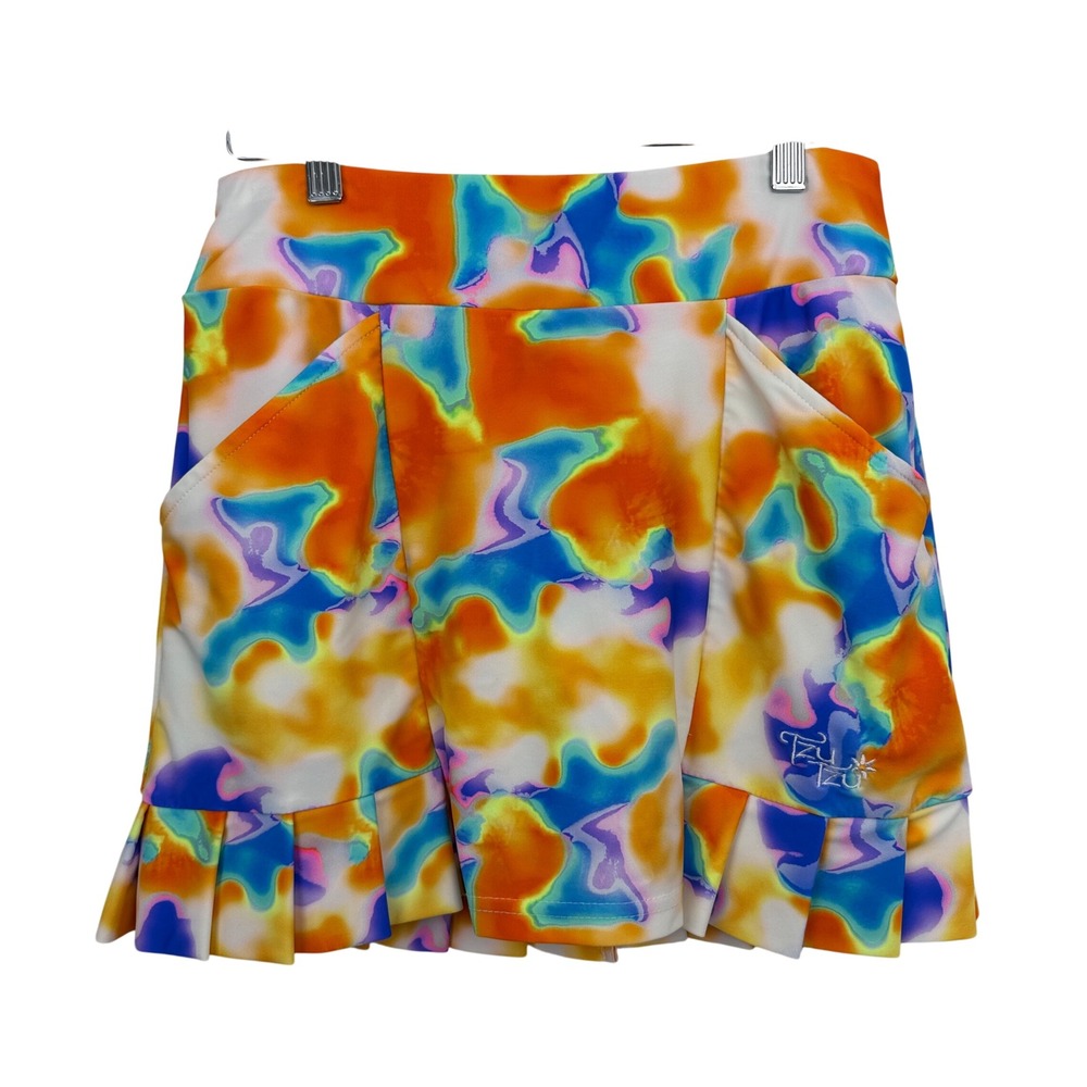 Tzu Tzu Golf Skirt Womens Small Multi Color Abstract Print Pleated Tennis Skort